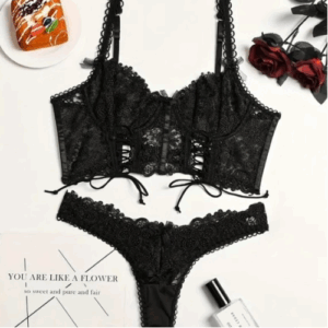 Black Lace Corset Set