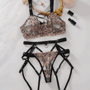 Leopard print Embroidery five piece set